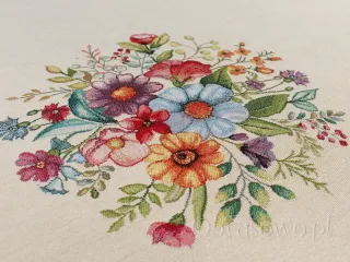 Okrągły obrus gobelinowy Ø 165 FOLK KWIATY