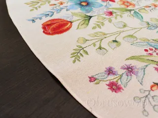 Okrągły obrus gobelinowy Ø 165 FOLK KWIATY