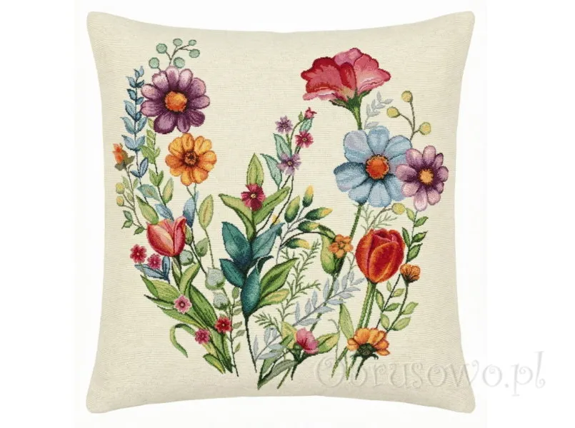Poszewka gobelinowa FOLK KWIATY 45x45