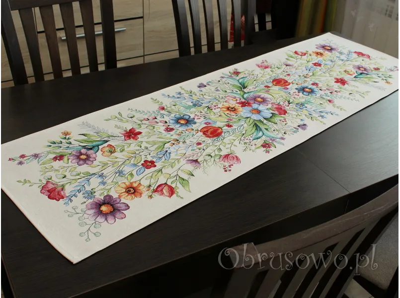 Gobelinowy bieżnik 42x140 FOLK KWIATY