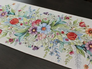 Gobelinowy bieżnik 38x100 FOLK KWIATY