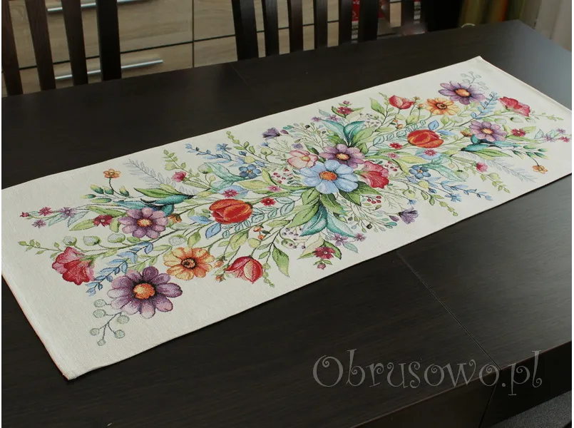 Gobelinowy bieżnik 38x100 FOLK KWIATY