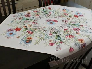 Gobelinowa serweta kwadratowa 98x98 FOLK KWIATY