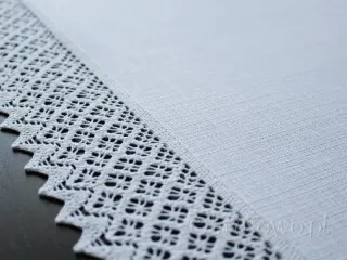 Duży biały obrus "Koronka len" 150x280