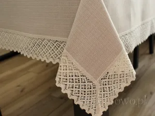 Obrus KORONKA LEN 140x260 beż