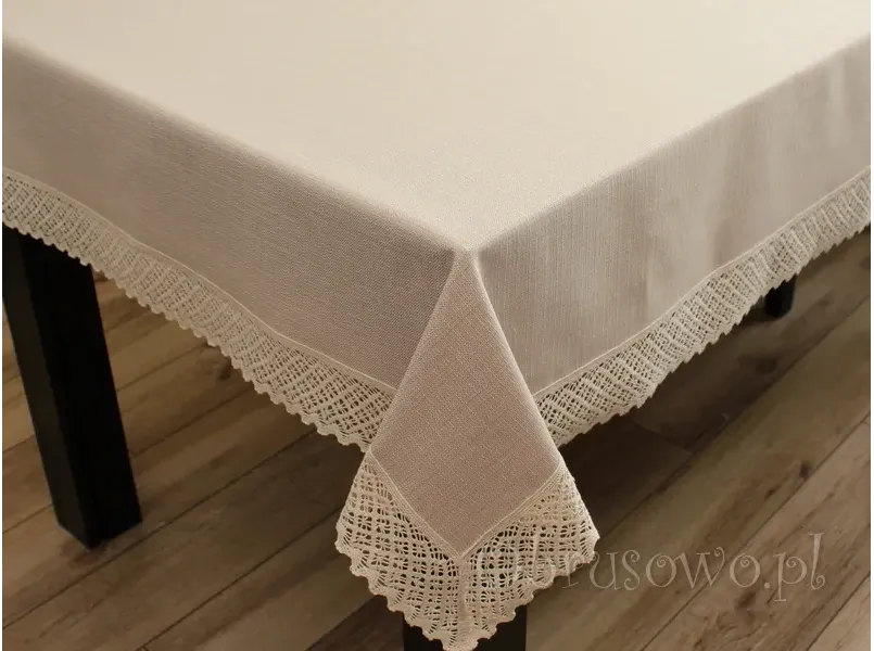 Obrus KORONKA LEN 140x260 beż