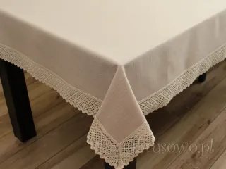 Obrus KORONKA LEN 150x280 beż