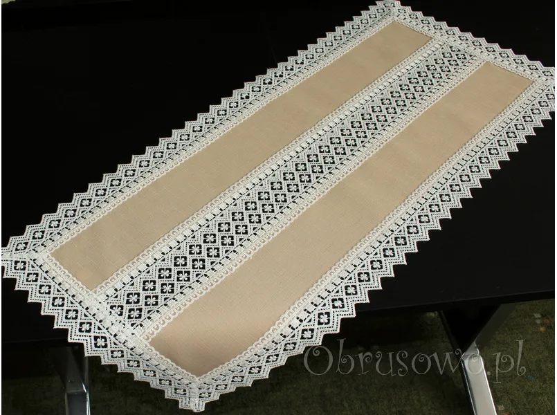 Bieżnik z gipiurą "wstawka" 40x120 beżowy