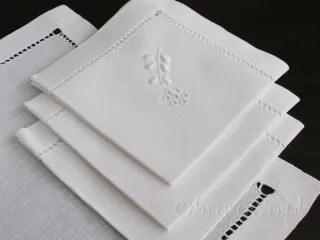 Lniane serwetki z ręcznym haftem komplet 6 szt.