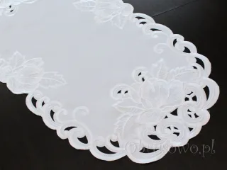Mały bieżnik haftowany 35x70 "Izabel" biały