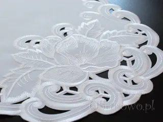 Bieżnik haftowany 40x90 "Izabel" biały