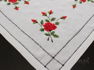 Serweta haft ręczny 80x80 "Czerwone Róże"