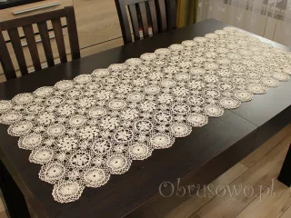 Bieżnik z koronki koniakowskiej 55x125 beżowy