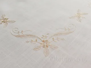 Obrus haftowany 130x225 z domieszką lnu