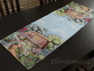 Bieżnik gobelinowy 38x100 "Domek z werandą"