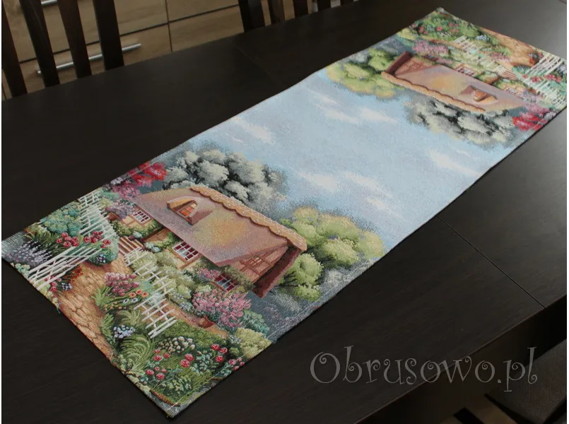 Bieżnik gobelinowy 38x100 "Domek z werandą"