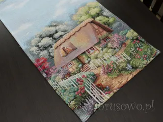 Bieżnik gobelinowy 38x100 "Domek z werandą"