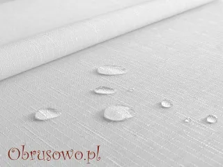 Obrus plamoodporny 160x350 biały struktura lnu