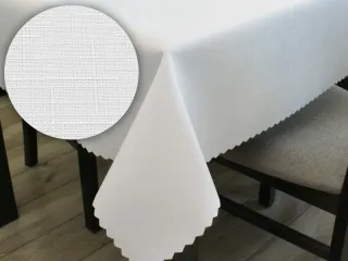 Obrus plamoodporny 140x220 biały struktura lnu