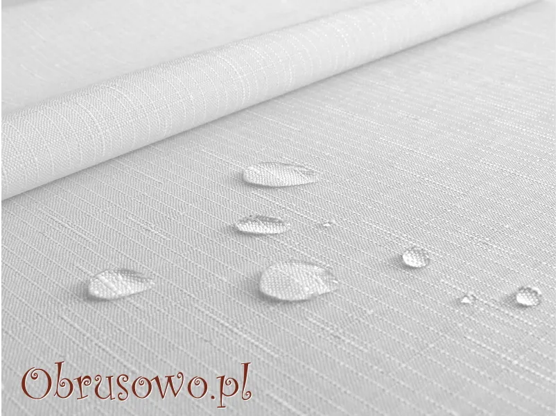 Okrągły obrus plamoodporny Ø 160 biały struktura lnu