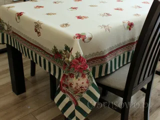 Obrus gobelinowy świąteczny 140x180 "Pasy"