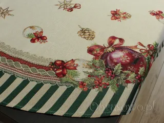Okrągły obrus świąteczny gobelinowy Ø 165  "Pasy"