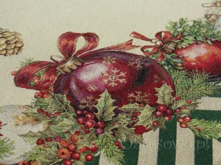 Okrągły obrus świąteczny gobelinowy Ø 165  "Pasy"