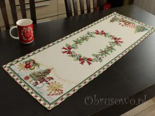 Bieżnik gobelinowy świąteczny 36x98 "Kratka"