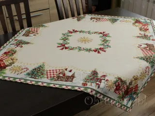 Serweta gobelinowa świąteczna 98x98 "Kratka"