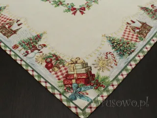 Serweta gobelinowa świąteczna 98x98 "Kratka"