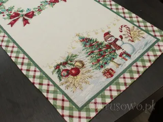 Bieżnik gobelinowy świąteczny 42x138 "Kratka"