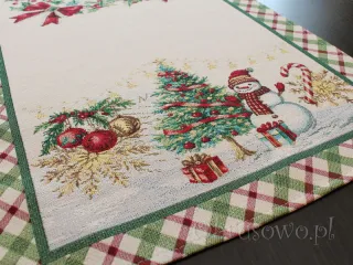 Bieżnik gobelinowy świąteczny 42x138 "Kratka"