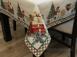 Obrus gobelinowy świąteczny 140x250 "Kratka"
