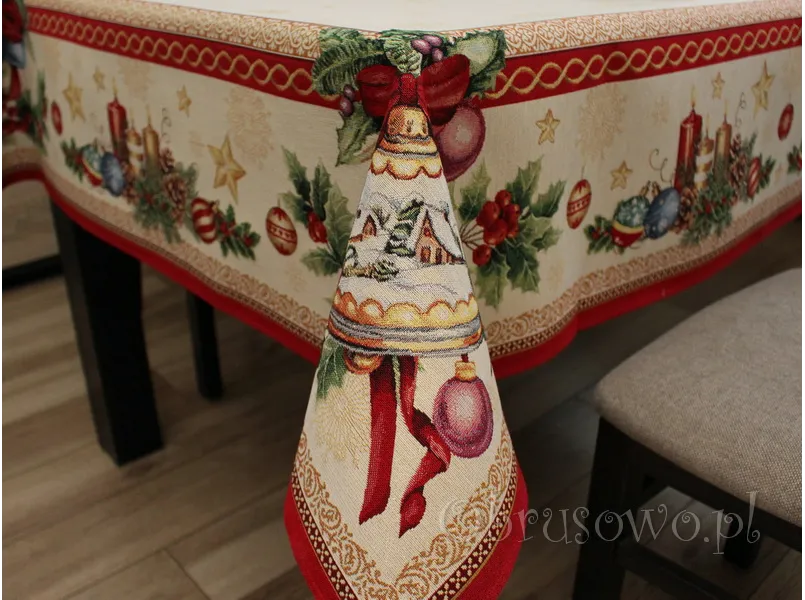 Świąteczny obrus gobelinowy 140x260 "Dzwonek"