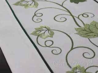 Bieżnik haftowany 40x170 "zielone liście"