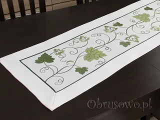 Bieżnik haftowany 40x170 "zielone liście"