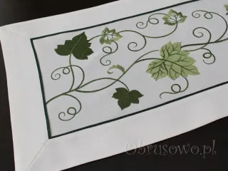 Bieżnik haftowany 35x70 "zielone liście"