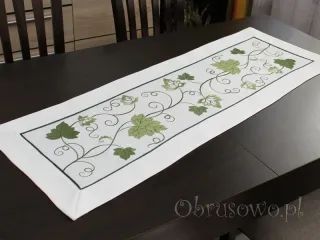 Bieżnik haftowany 35x70 "zielone liście"