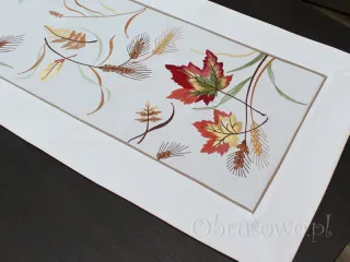 Długi bieżnik haftowany 40x130 "jesienne liście"