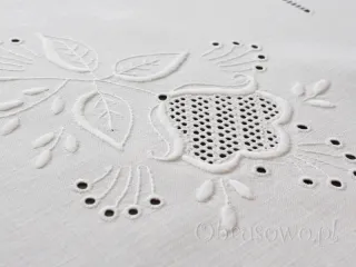 Bieżnik lniany z ręcznym haftem makowskim 50x90