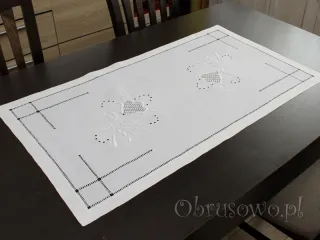 Bieżnik lniany z ręcznym haftem makowskim 50x90