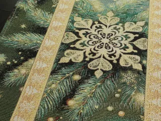 Świąteczny bieżnik gobelinowy 40x100 "Złota kokarda"
