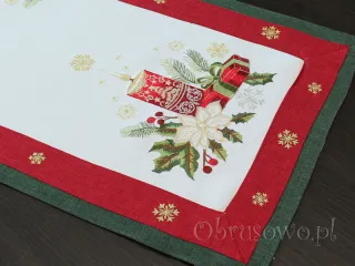 Haftowany bieżnik świąteczny 40x90 "duża świeca"