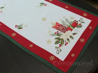 Haftowany bieżnik świąteczny 45x170 "duża świeca"