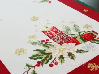 Haftowany bieżnik świąteczny 45x170 "duża świeca"
