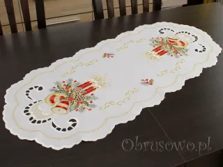 Bieżnik świąteczny haftowany 40x90 "świece na białym"