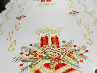 Bieżnik świąteczny haftowany 40x90 "świece na białym"