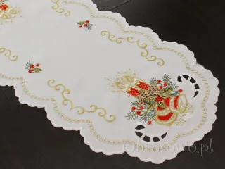 Bieżnik świąteczny haftowany 30x70 "Świece na białym"