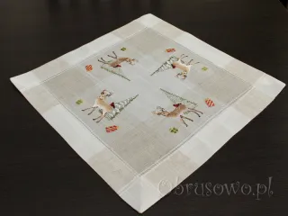Serwetka świąteczna 40x40 "Jelonek na lnie"
