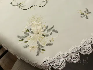 Okrągły obrus świąteczny Ø 130 „Złote świece”